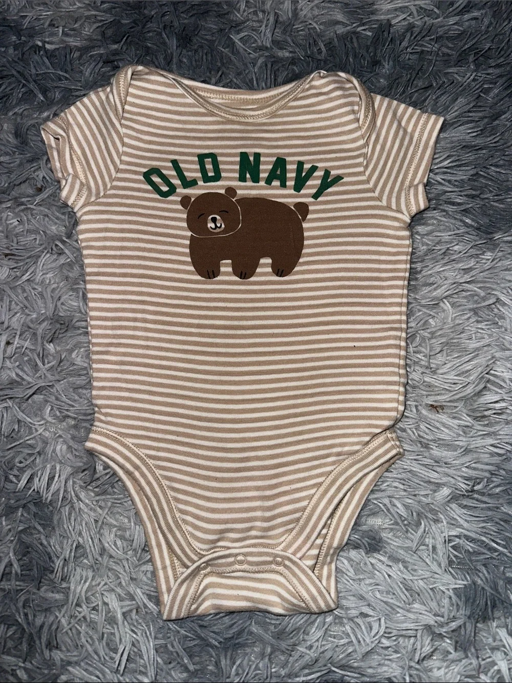 Old Navy Beige Striped Bear Graphic One-Piece